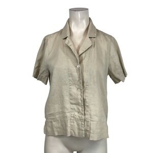 QUINCE - WOMEN'S XS - TAN SHORT SLEEVE COLLARED BUTTON UP TOP